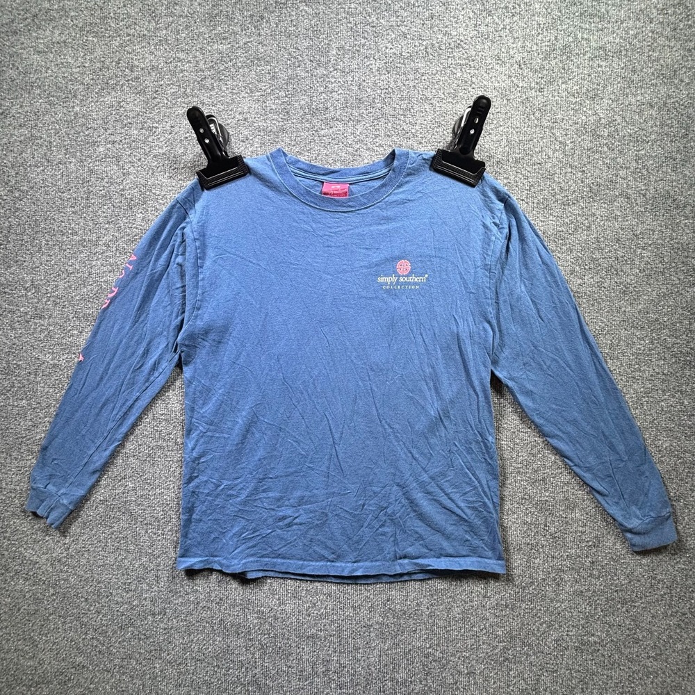 Simply Southern T-Shirt Womens Large Blue Cotton Llama Graphic Long Sleeve Tee